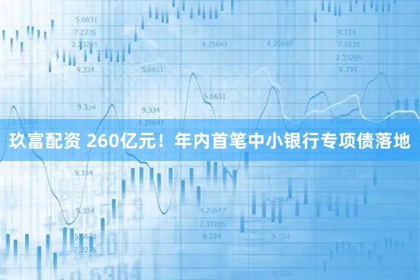 玖富配资 260亿元！年内首笔中小银行专项债落地